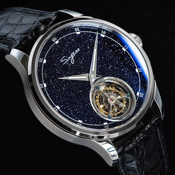 2023 Sugess Tourbillon Mens Watch Tianjin ST8230 Movement Blue Aventurine Stone - Arabia Watches