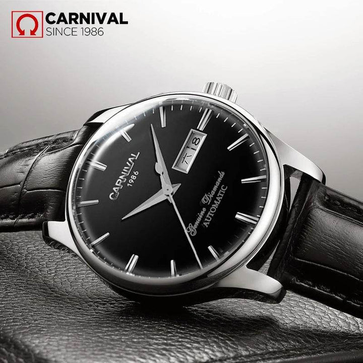 CARNIVAL Brand 2022 Hot Luxury Mechanical Watches Men Leather Waterproof Fashion Automatic Watch for Mens Relogio Masculino - Arabia Watches