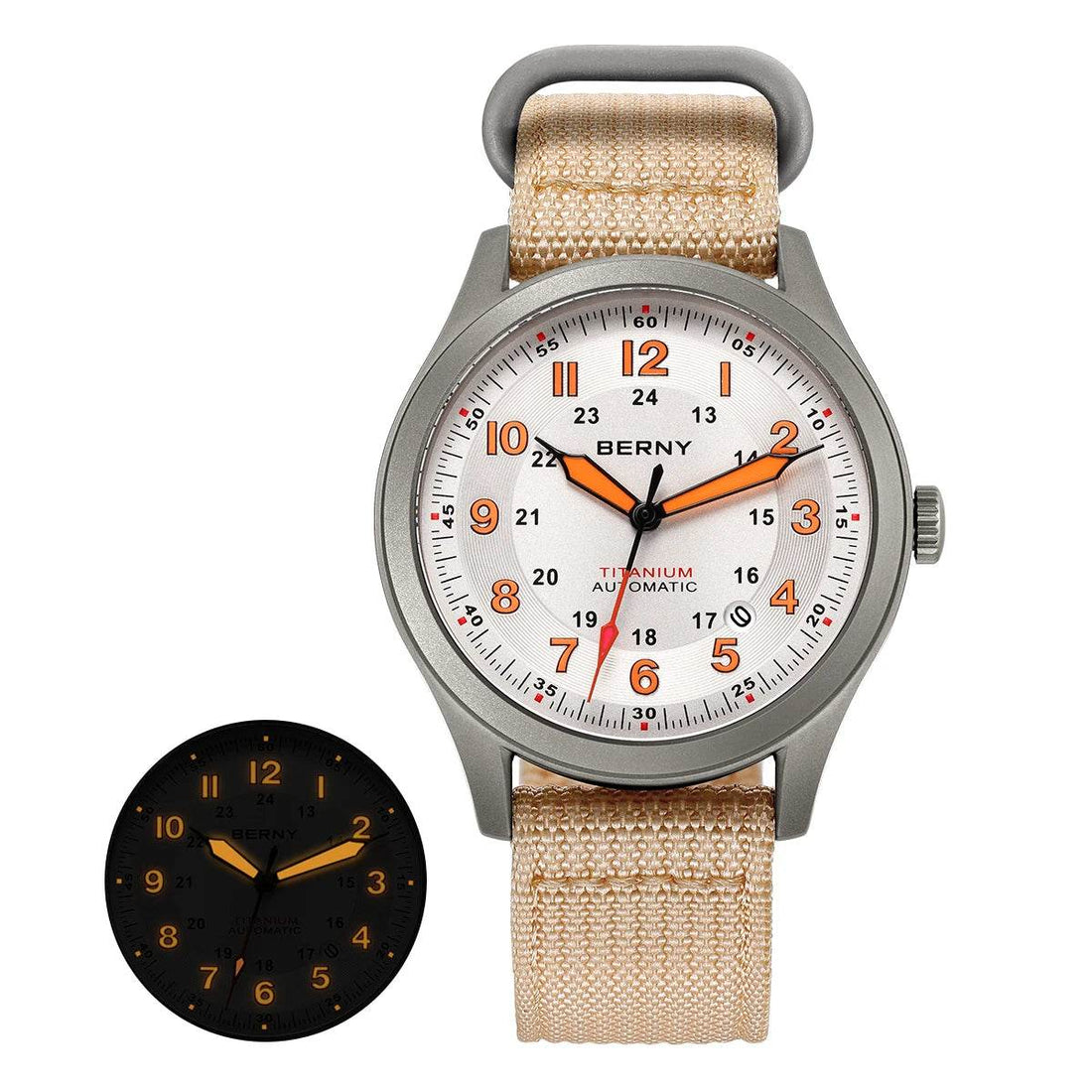 BERNY Titanium Automatic Men's Field Watches Sapphire Super Luminous Sports Watch - Arabia Watches