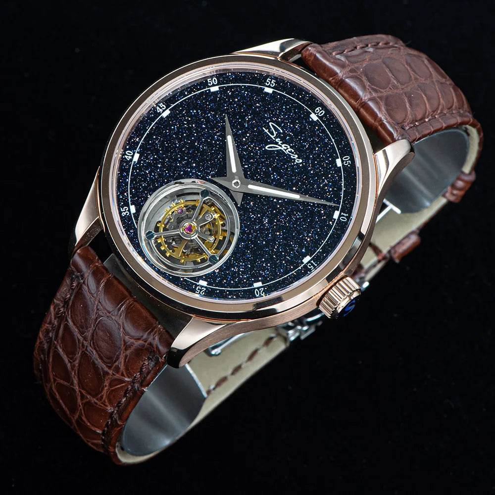 2023 Sugess Tourbillon Mens Watch Tianjin ST8230 Movement Blue Aventurine Stone - Arabia Watches
