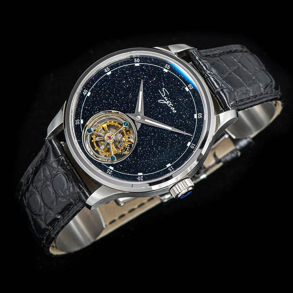 2023 Sugess Tourbillon Mens Watch Tianjin ST8230 Movement Blue Aventurine Stone - Arabia Watches