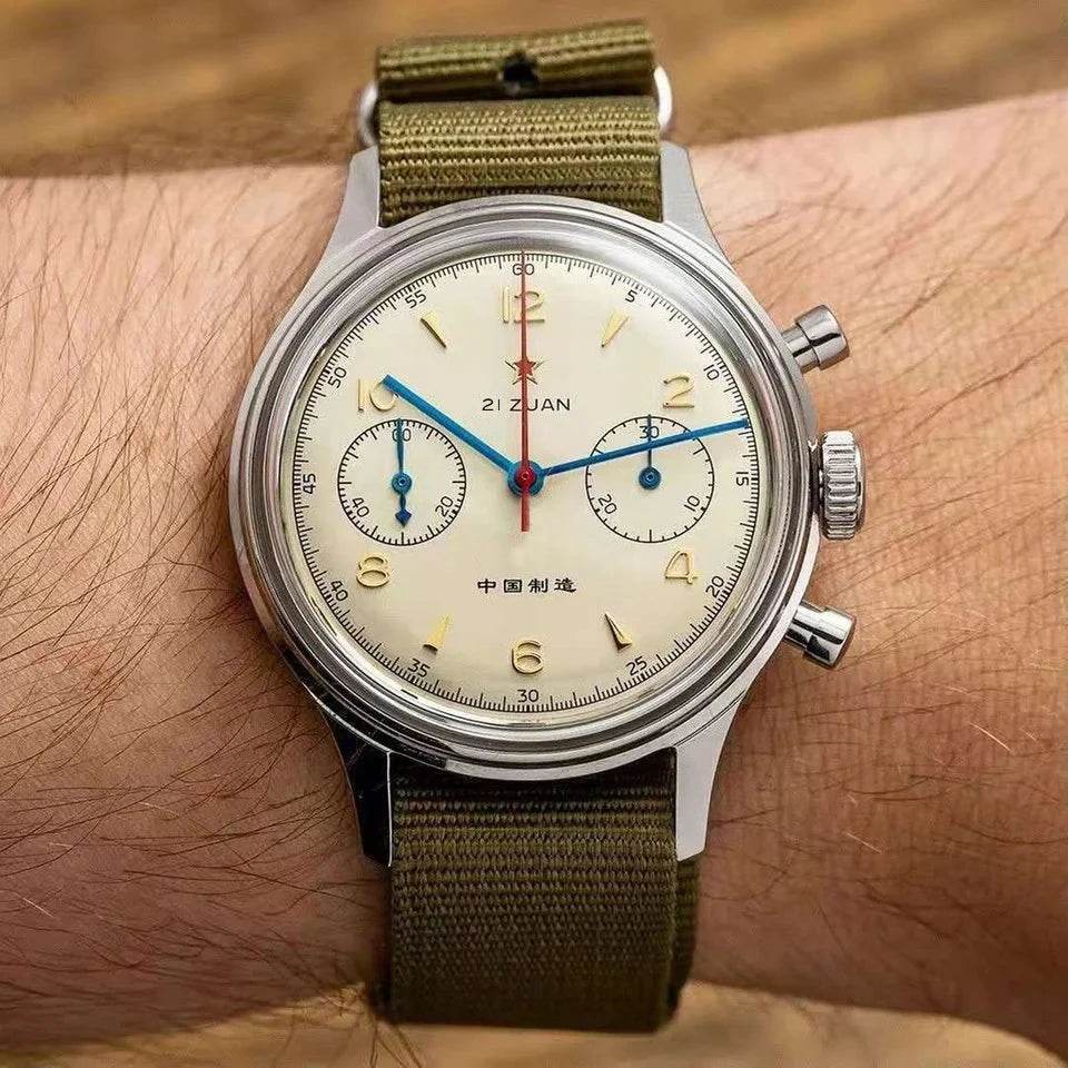 RED STAR Men's 1963 Chronograph Mechanical Watch Seagull Movement ST1901 Air Force Aviation - Arabia Watches