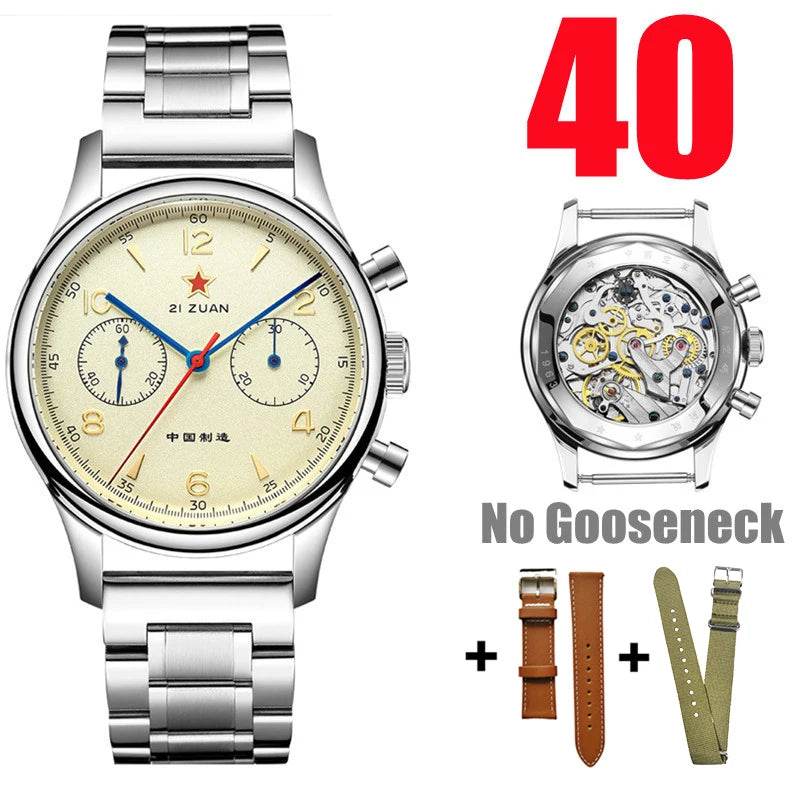 RED STAR Men's 1963 Chronograph Mechanical Watch Seagull Movement ST1901 Air Force Aviation - Arabia Watches