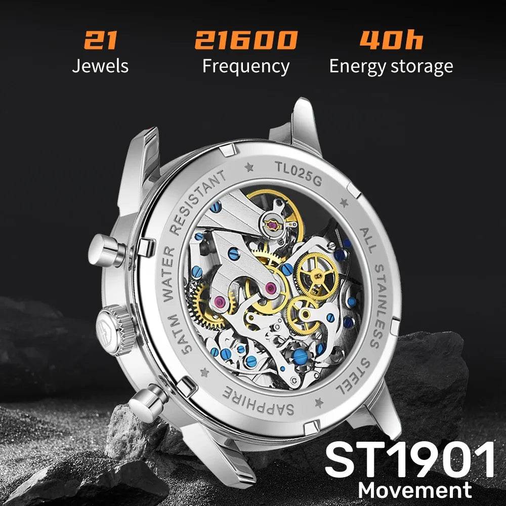 TOPHILL Panda 1963 Chronograph Mechanical Men Watch With Seagull St1901 Movement - Arabia Watches