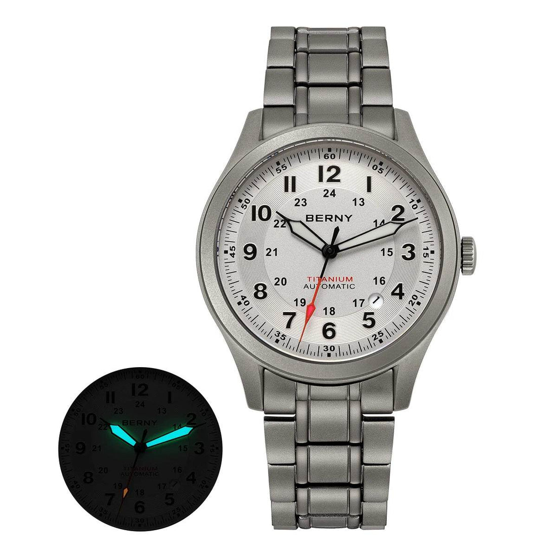 BERNY Titanium Automatic Men's Field Watches Sapphire Super Luminous Sports Watch - Arabia Watches