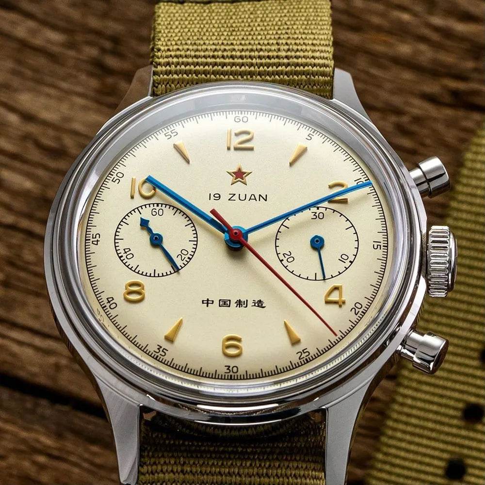 RED STAR Men's 1963 Chronograph Mechanical Watch Seagull Movement ST1901 Air Force Aviation - Arabia Watches