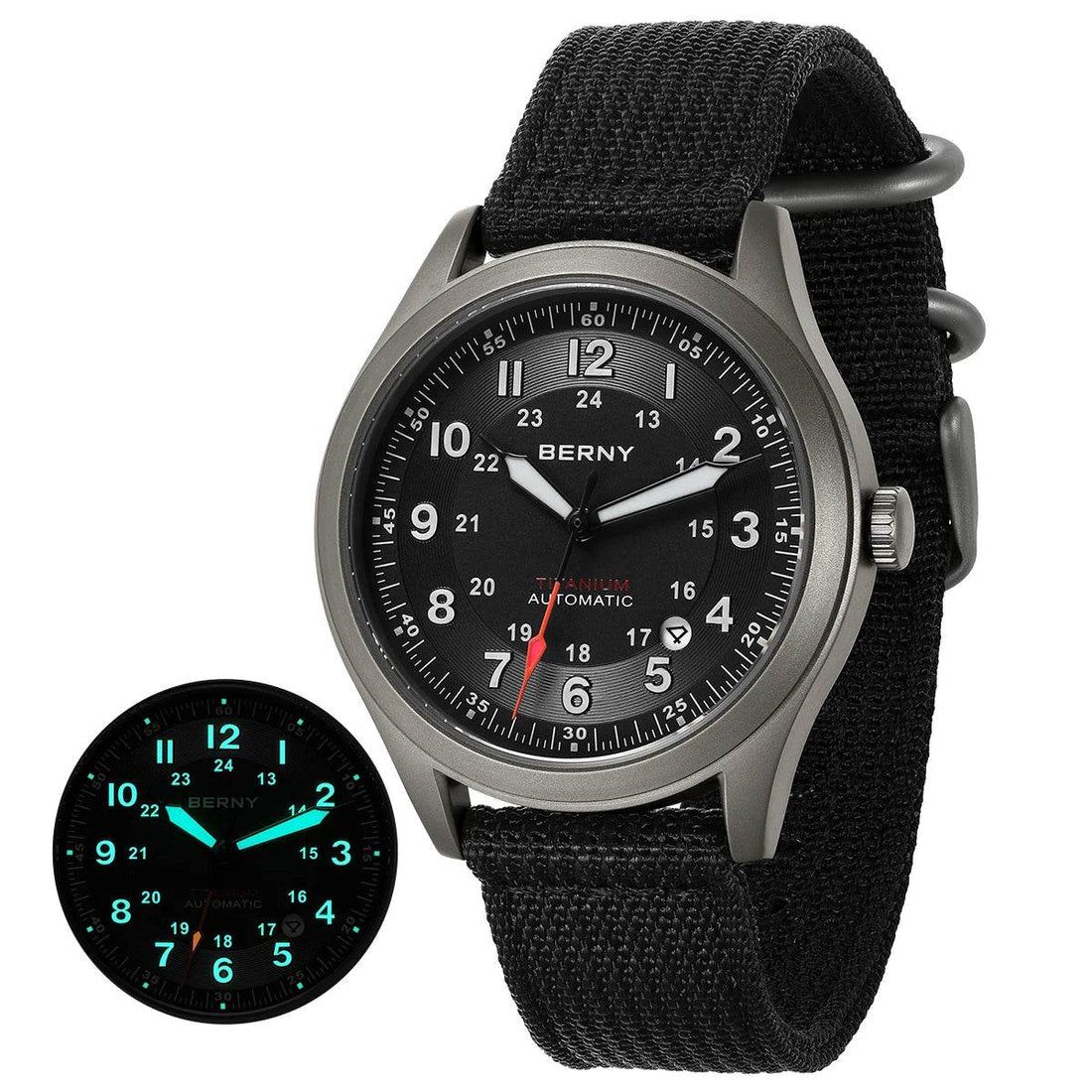 BERNY Titanium Automatic Men's Field Watches Sapphire Super Luminous Sports Watch - Arabia Watches