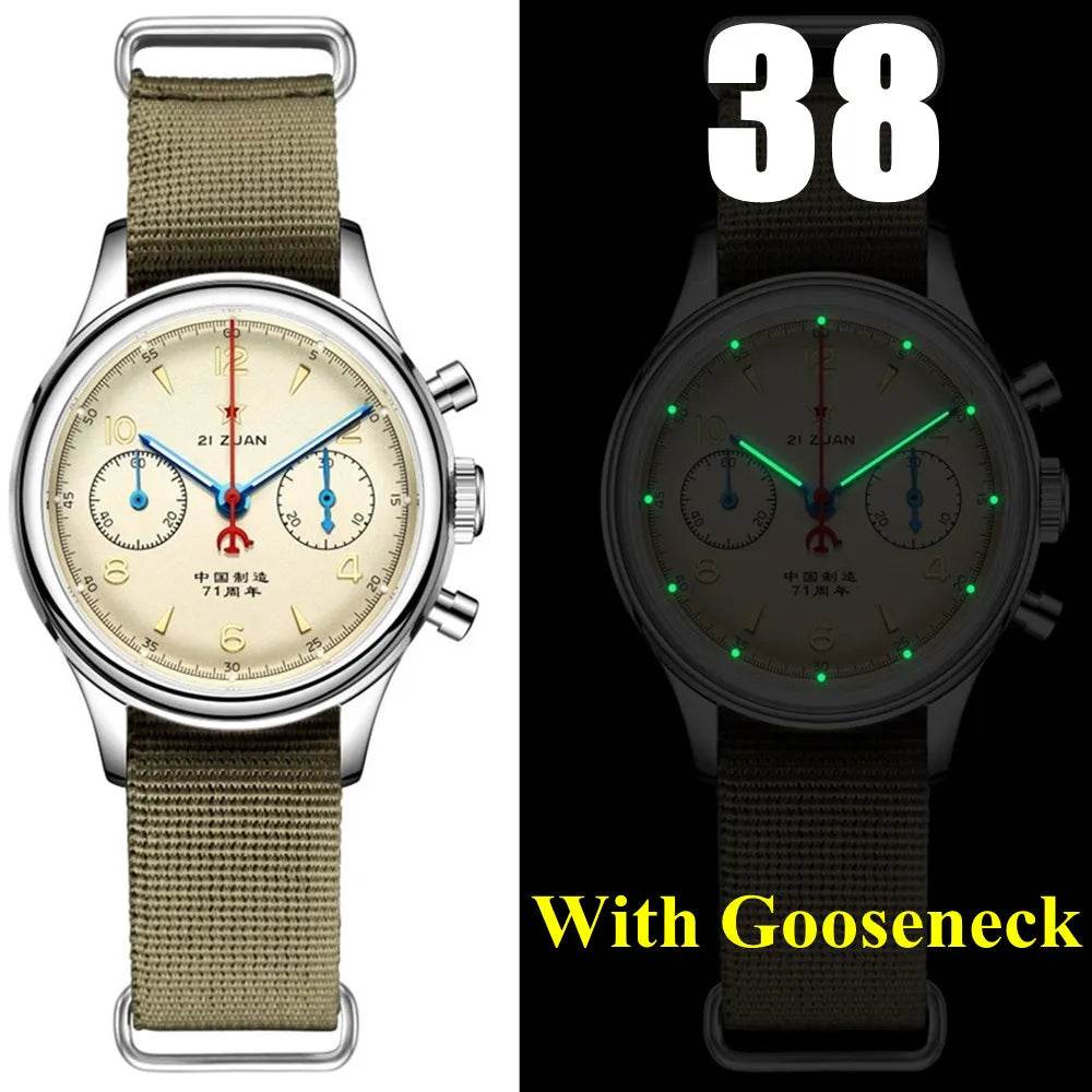 RED STAR Men's 1963 Chronograph Mechanical Watch Seagull Movement ST1901 Air Force Aviation - Arabia Watches
