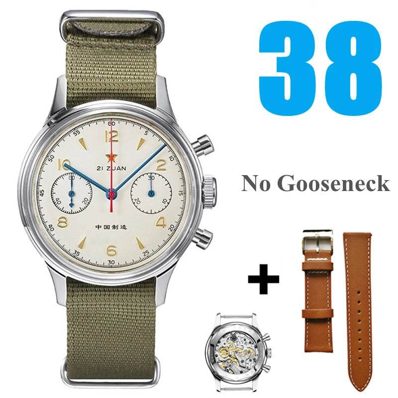 RED STAR Men's 1963 Chronograph Mechanical Watch Seagull Movement ST1901 Air Force Aviation - Arabia Watches