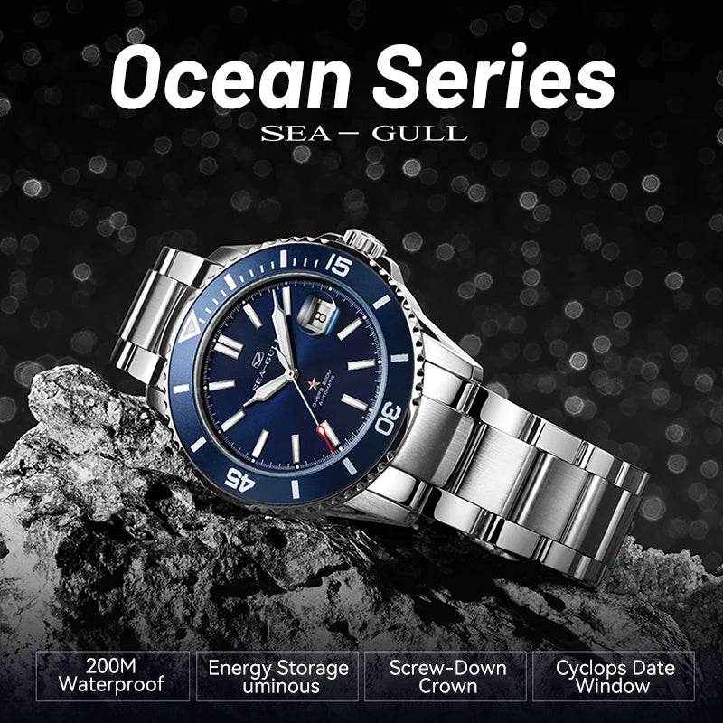 Seagull Men Watch 200m Diving Business Fashion Automatic Mechanical Watch - Arabia Watches