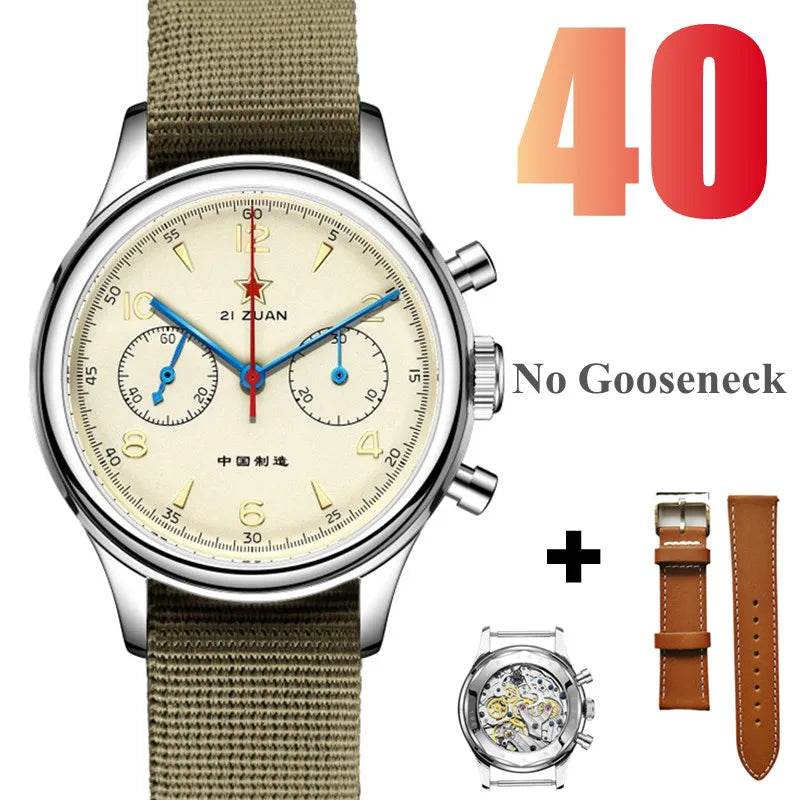 RED STAR Men's 1963 Chronograph Mechanical Watch Seagull Movement ST1901 Air Force Aviation - Arabia Watches