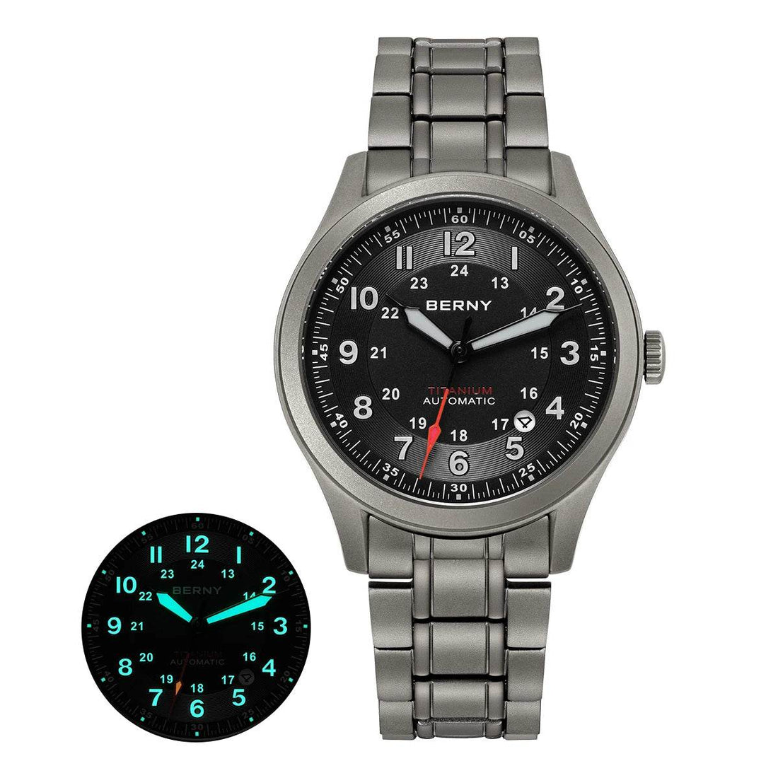 BERNY Titanium Automatic Men's Field Watches Sapphire Super Luminous Sports Watch - Arabia Watches