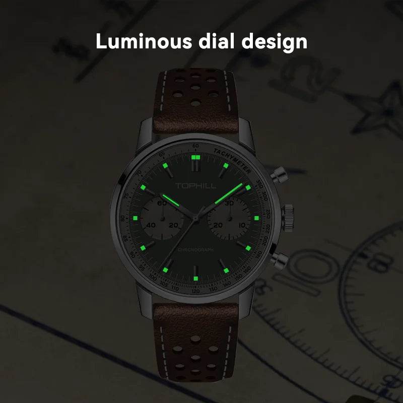 TOPHILL Chronograph Watch Pilot Watch Seagull 1963 Watch ST1901 Movement  Wristwatch Military Limited - Arabia Watches