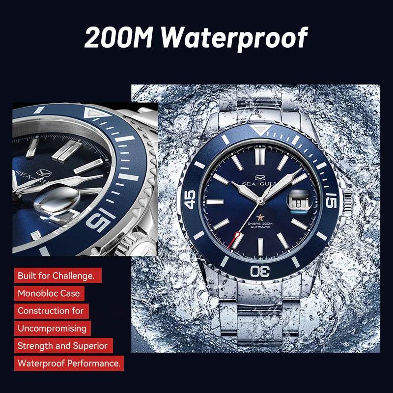 Seagull Men Watch 200m Diving Business Fashion Automatic Mechanical Watch - Arabia Watches