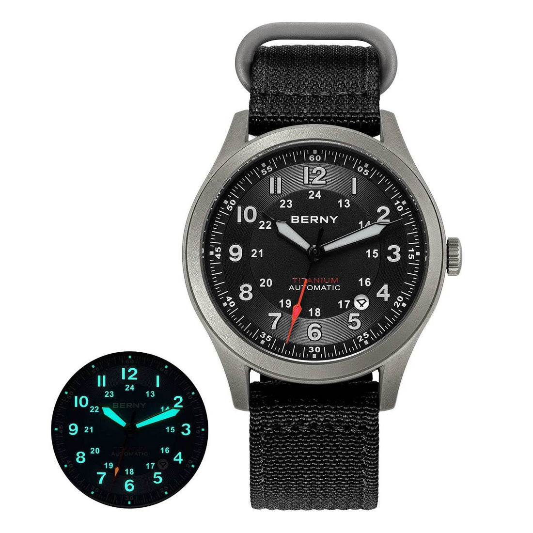 BERNY Titanium Automatic Men's Field Watches Sapphire Super Luminous Sports Watch - Arabia Watches